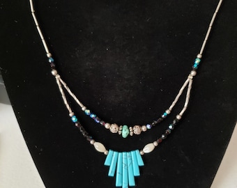 Vintage 1970s Handmade Turquoise Necklace