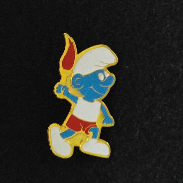 Vintage Smurf Olympic Pin With Case