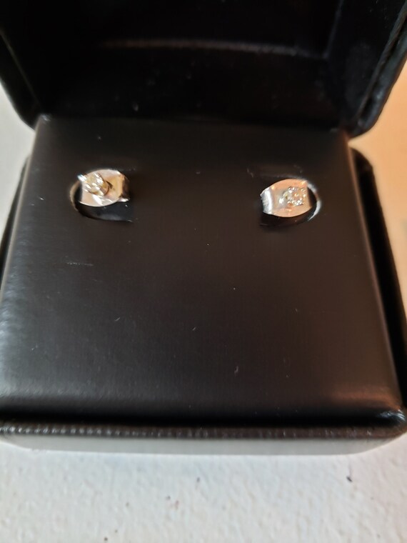 Vintage Diamond and Silver Earrings - image 3