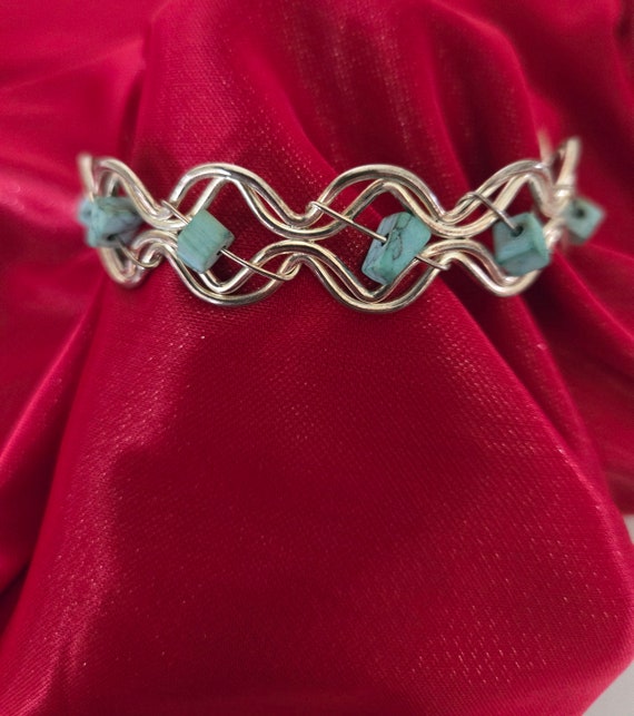 Vintage Silver And Turquoise Look Bracelet