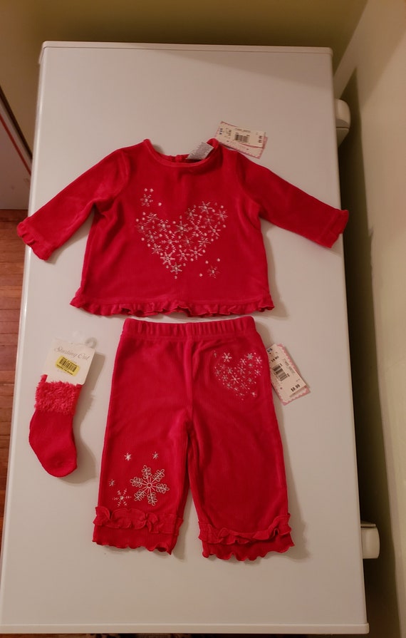 Vintage New Baby Girl Holiday 3 Pc Outfit