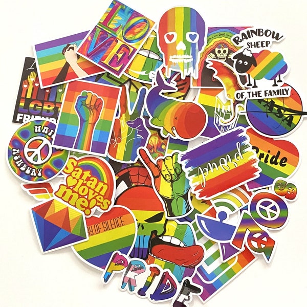 Rainbow Pride 25/50/100 x RANDOM Mixed Stickers LGBTQI, Skate Laptop, Graffiti, Goth, Vinyl