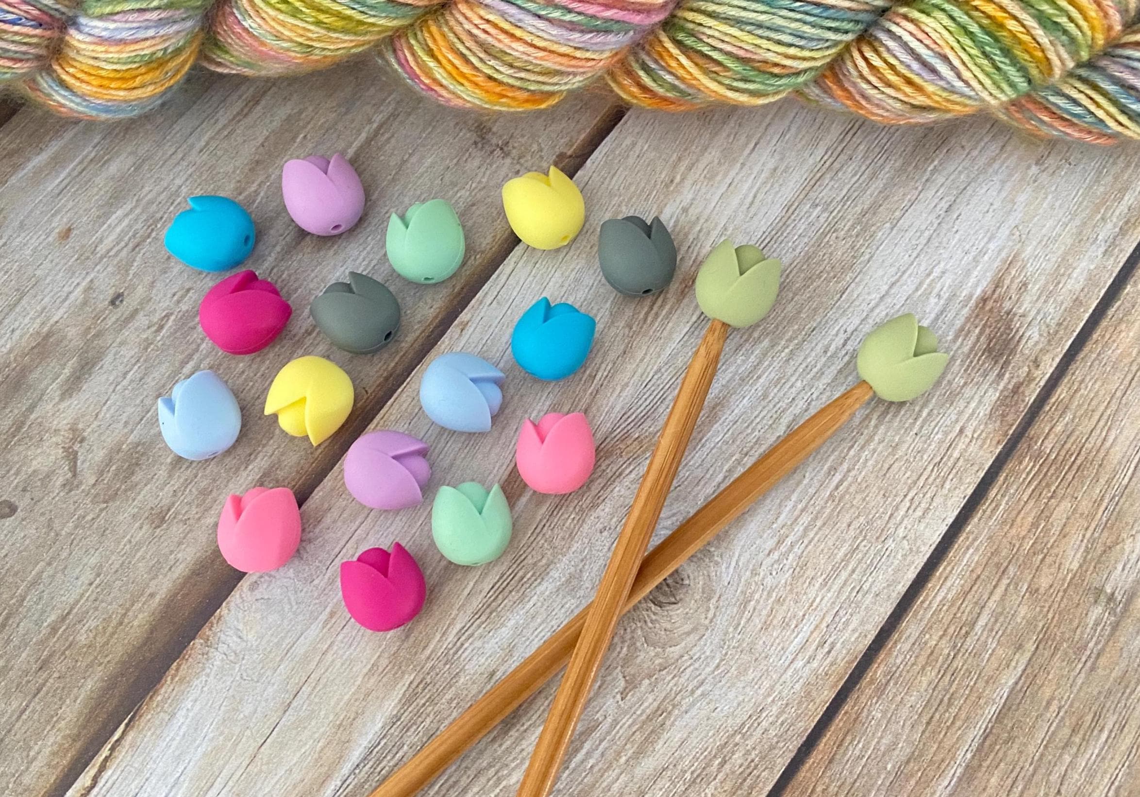 Tulip Knitting Needle Stoppers, Pair