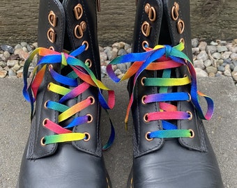 1 x Pair Gradient Print Flat Shoe laces Rainbow LGBT Gay Pride Shoelace.