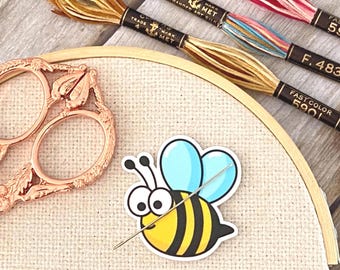 Bumble Bee Needle Minder: Embroidery, Cross Stitch, Needlework.