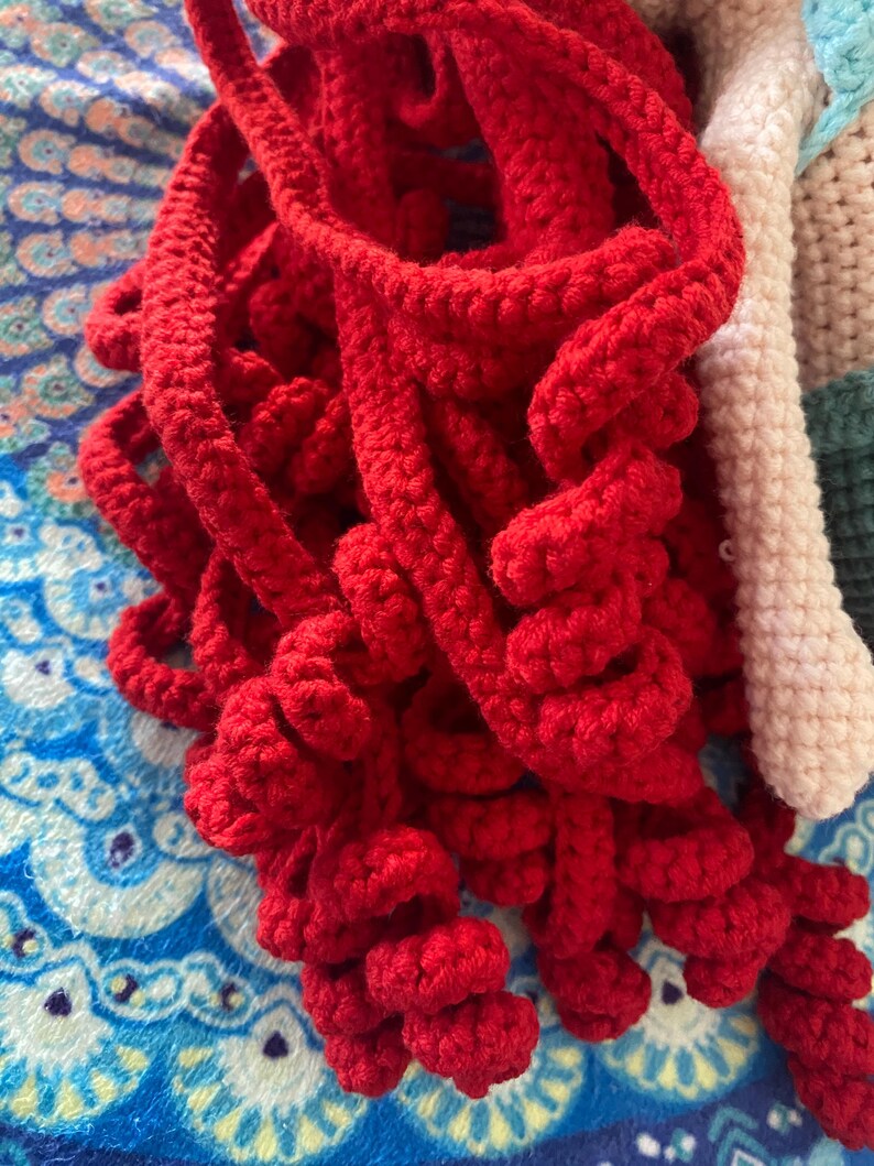 Handmade Crochet Princess Ariel Doll, Red Hair Little Mermaid Amigurumi Toy, Cotton Yarn imagem 4