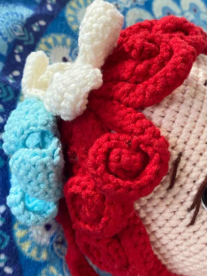 Handmade Crochet Princess Ariel Doll, Red Hair Little Mermaid Amigurumi Toy, Cotton Yarn imagem 13