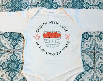 Grown in the Garden State New Jersey Tomatoes Baby Infant Long-Sleeve Onesie / Bodysuit