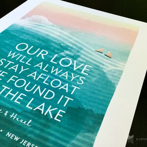 Customizable Lake Love Art Print / Personalized Lake Art / Wedding Gift / Anniversary / Housewarming / Sailboats image 3