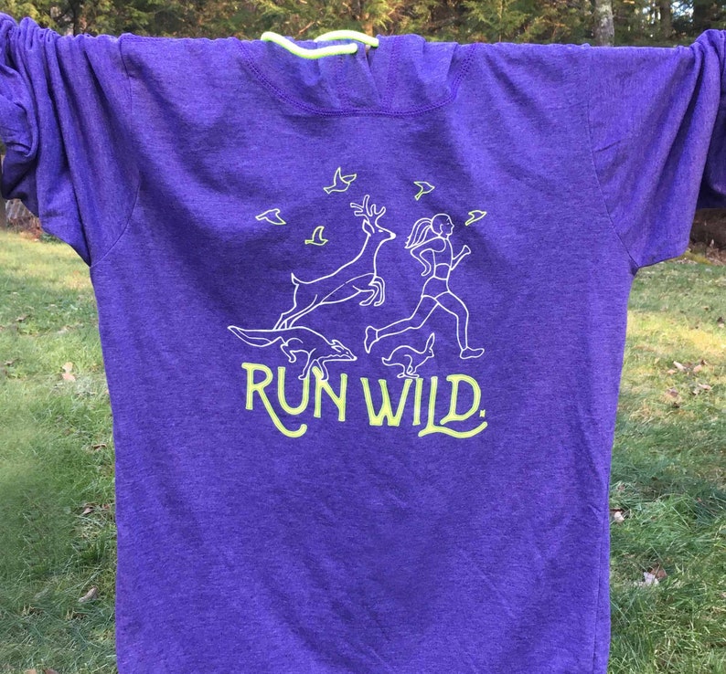 Run Wild Purple Longsleeve Hooded Running Shirt Etsy