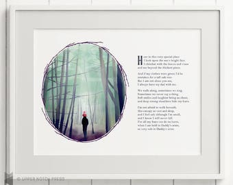 Daddy's Arms Art Print and Poem – Green Horizontal / Nursery Art / Father's Day Gift / Original Poetry