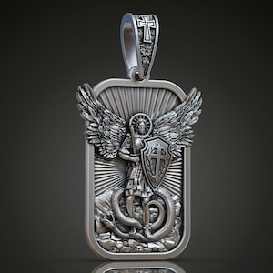 Sterling Silver Saint Michael Pendant: Religious Necklace Charm
