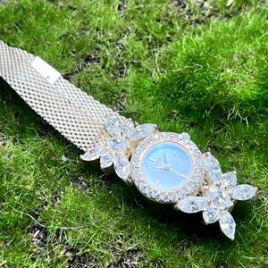 Lenox Crystal Floral Bracelet Watch Silver Tone Mesh Band Elegant Dress Watch Lenox | Accessories | Lenox Vintage Ladies Watch 925 Silver  main image 2