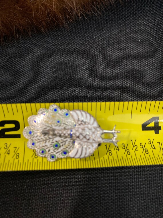 Earrings, Sterling Silver Enameled Peacock, clip … - image 8