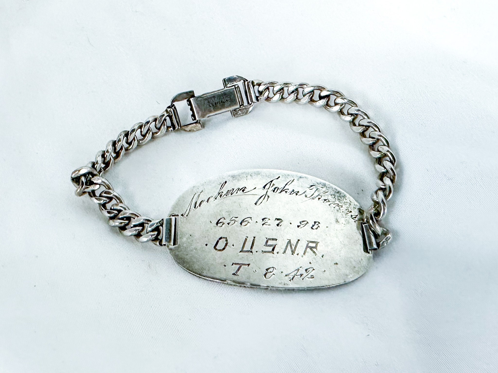 Vintage USNR O Sterling Silver ID Bracelet, 1940s - Etsy Vintage USNR O Sterling Silver ID Bracelet, 1940s - Etsy