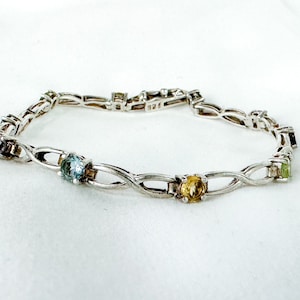 Vintage Sterling Bracelet with Various Gemstones