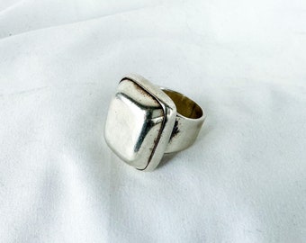 Vintage Sterling Silver Brutalist Style Statement Ring, Size 6