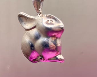 Pendant, Sterling Silver, Rabbit, Hollow