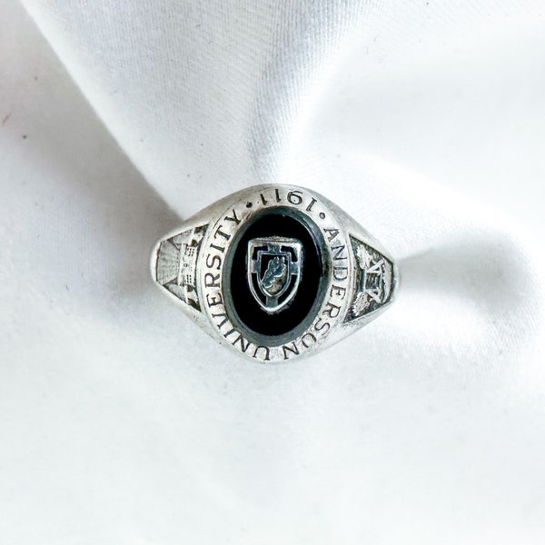 Vintage Sterling Silver Jostens SEW Anderson University Class Ring, Size 8