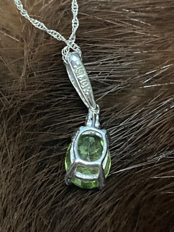 Vintage Necklace, 18 inch 10K White Gold, Peridot… - image 6