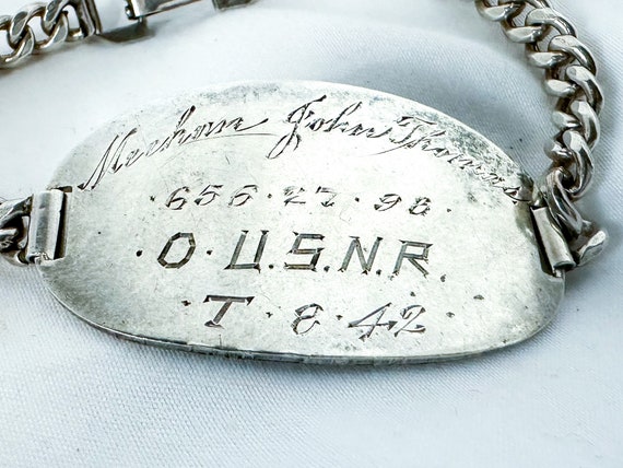 Vintage USNR O Sterling Silver ID Bracelet, 1940s - Etsy Vintage USNR O Sterling Silver ID Bracelet, 1940s - Etsy