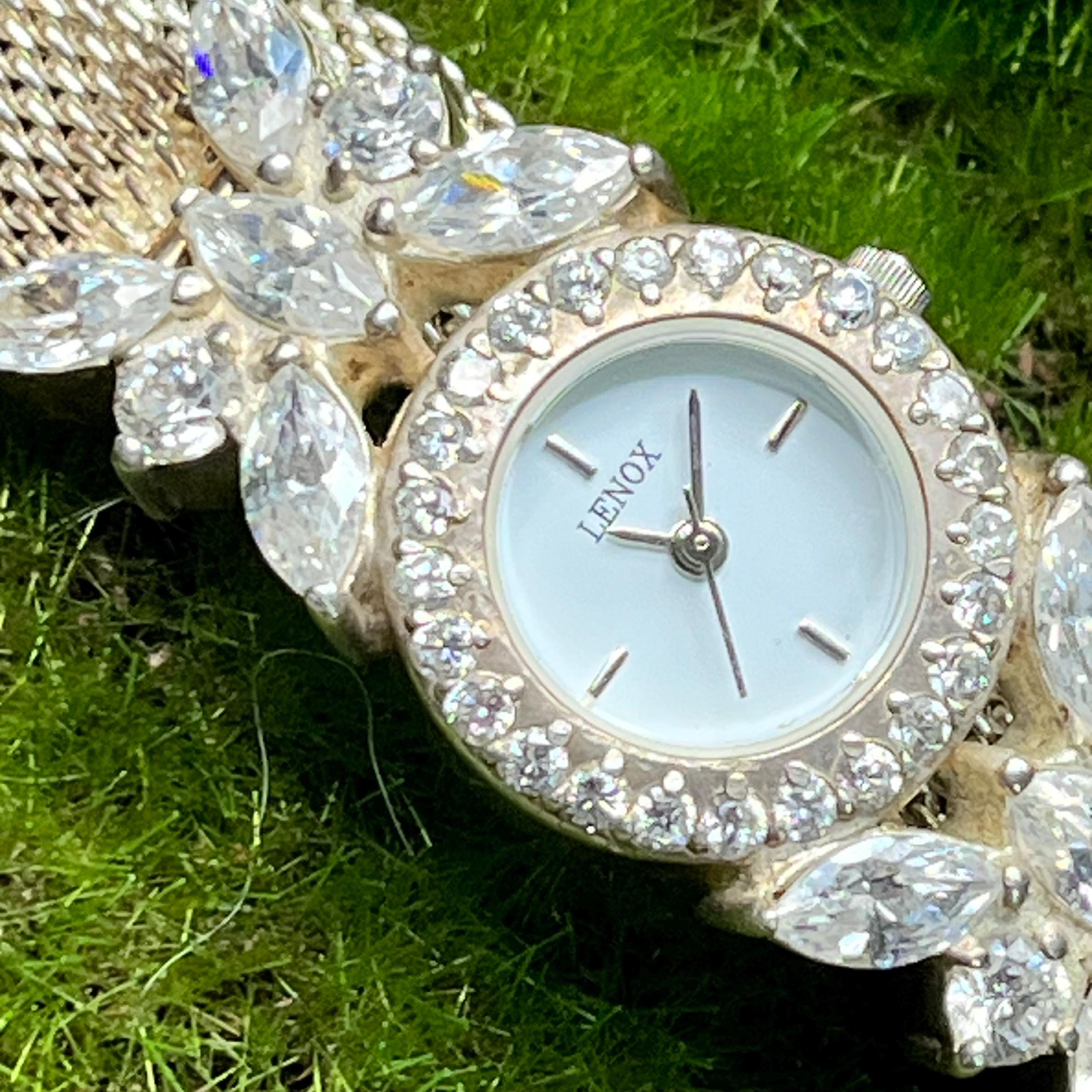 Lenox 925 Sterling Silver Stainless Steel CZ Butterfly‎ Watch Mesh Band Stunning Watch, Sterling Silver With CZ, Lenox Butterfly - Etsy main image 3