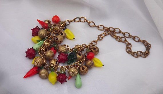 Vintage Glass Fruit Necklace Fruit Salad Tutti Fru