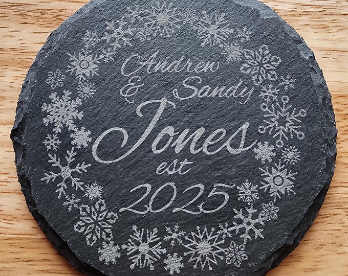 Personalized Wedding Gift-Winter Theme-Slate Coasters