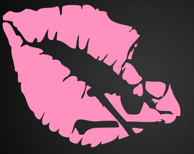 Kiss of Death - Lips with skull and crossbones vinyl decal