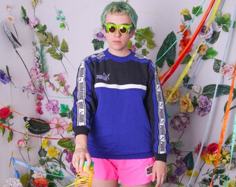 PUMA vintage sweatshirt, blue vintage pullover, 90s sportswear, sweater cotton sweatshirt USA 8