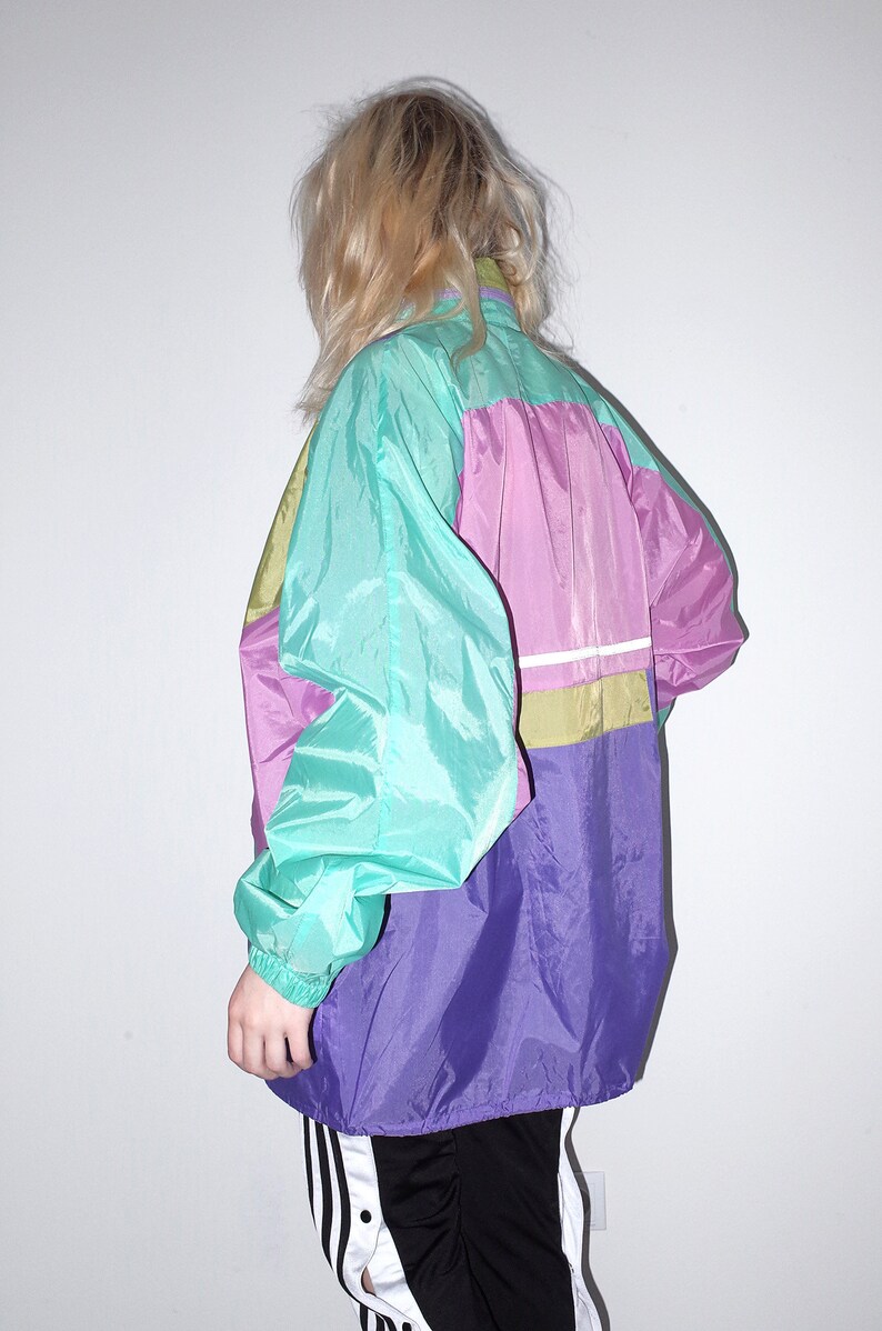 Retro windbreaker pastel kawaii colour block 80s 90s jacket Etsy