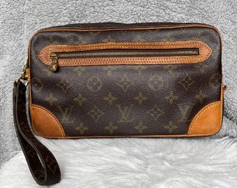 Louis Vuitton Vintage Marly Dragonne GM Clutch Bag Monogram Brown CanvasWristlet