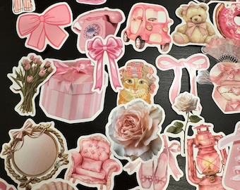Pink Stickers 10pc set- Journal Stickers, Laptop Decals, Scrapbooking