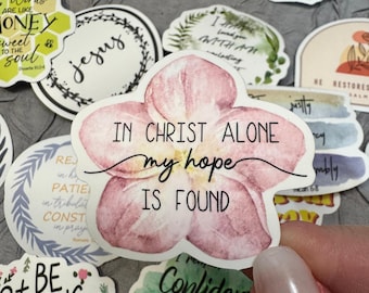 Floral Bible Verse Stickers, Christian Faith Decals - 10 Pcs