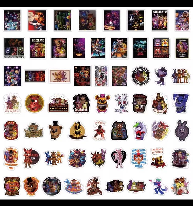 Full Showcase Sticker FNAF Glossy Stickers (10 Pcs) – Five Nights at Freddy's, Waterproof ...