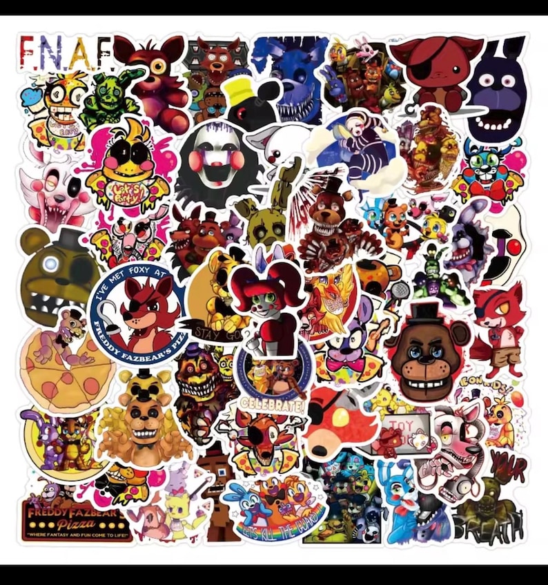 Sticker Fnn FNAF Glossy Stickers (10 Pcs) – Five Nights at Freddy's, Waterproof ...