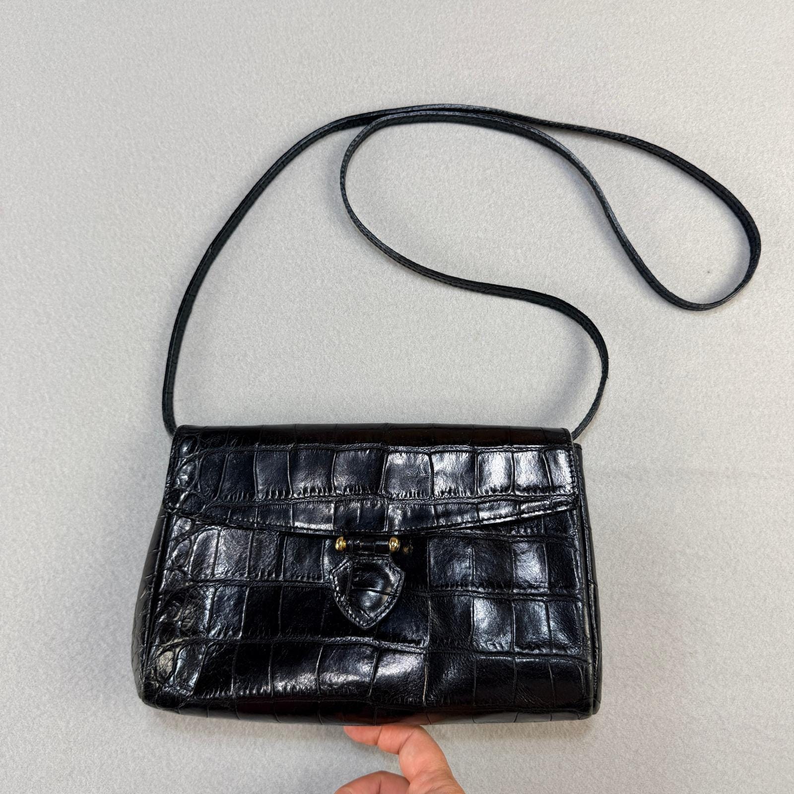Black Croc Bag Genuine Vintage - Etsy
