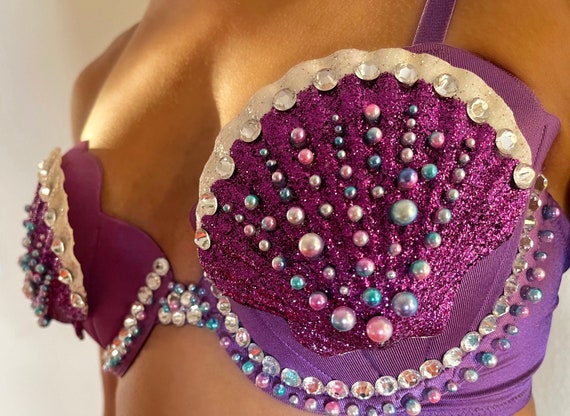 Mermaid Costume Bra and Skirt Mermaid Skirt Seashell Bra Purple Beaded Bra  Green Mermaid Skirt -  Finland