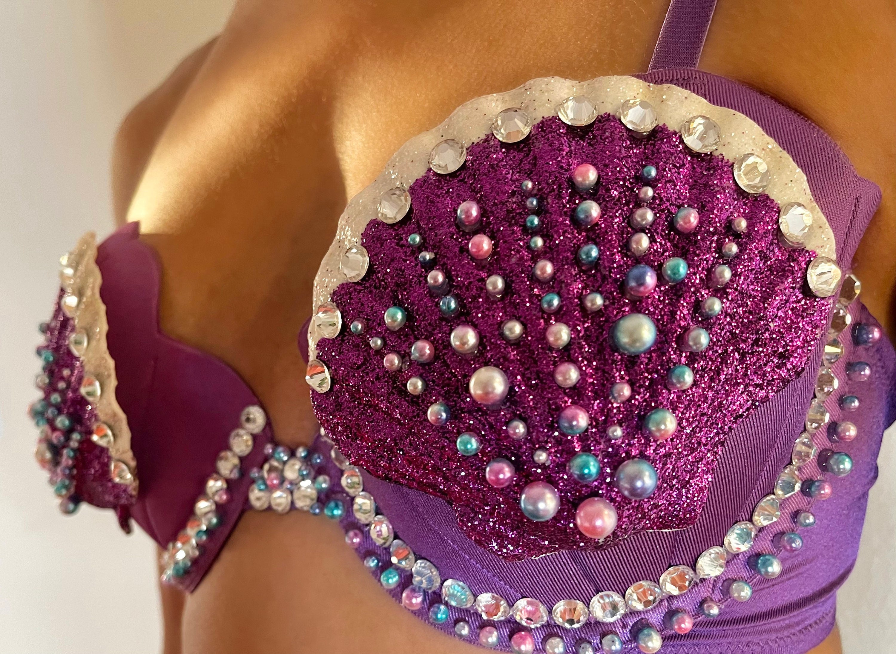 Mermaid Costume Bra and Skirt Mermaid Skirt Seashell Bra Purple