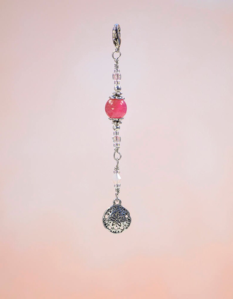 Pink Ocean Sand Dollar Purse Charm Zipper Pull #Z843