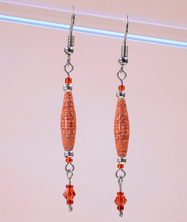 Soft Red Skinny Dangle Earrings #479