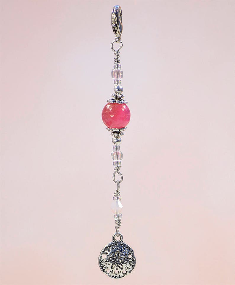 Pink Ocean Sand Dollar Purse Charm Zipper Pull #Z843