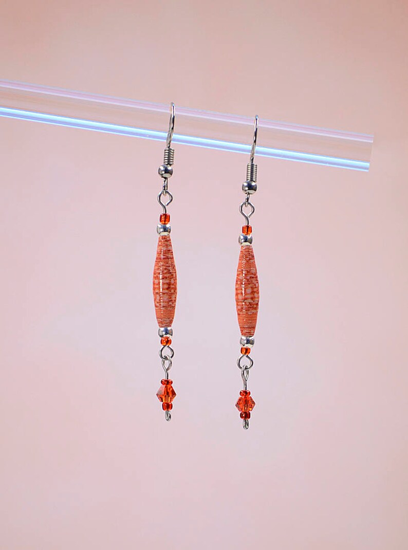 Soft Red Skinny Dangle Earrings #479