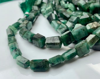 8mm green 7 strand natural EMERALD faceted precious gem stone fancy nugget beads 7mm