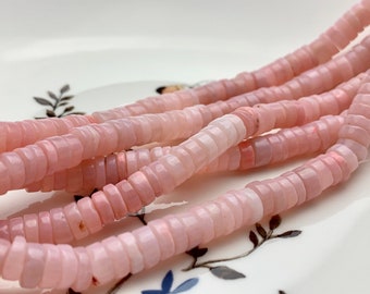 Bracelet 8 inch Long AAA Quality Pink opal Opal Heishi Spinel Tyre Beads Wheel Shape 4-5MM Pink Opal smooth loose gemstone