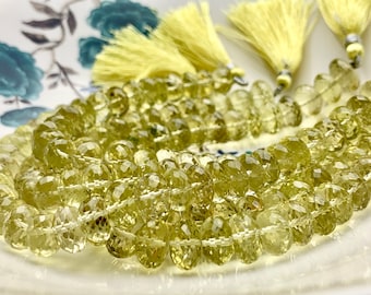 Lovely 8 Strand Natural Lemon Quartz Faceted Oval Shape Step Cut Gemstone Beads Size 8x10-10x14 mm Approx Jewelry Making Crafts Lemon Oval