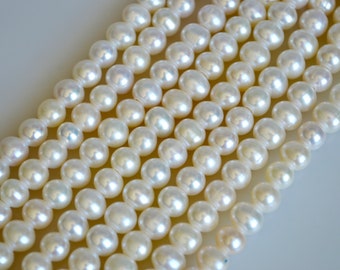 Genuine Natural Champagne Potato Freshwater Pearls #1292 Hole Size 1.8 mm 6 mm Large Hole Natural Seaweed Color Freshwater Potato Pearls