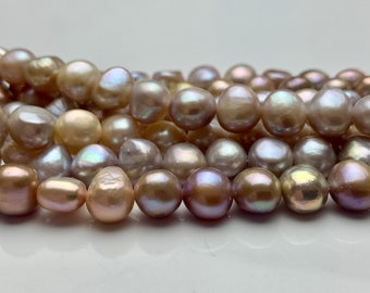 Genuine Natural Champagne Potato Freshwater Pearls #1292 Hole Size 1.8 mm 6 mm Large Hole Natural Seaweed Color Freshwater Potato Pearls