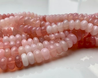 Pink Opal Beads Pink Opal Necklace Opal Faceted Rondelle Beads 15 Pcs Peruvian Pink Opal Round Beads 7mm 9mm