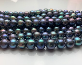 Genuine Natural Champagne Potato Freshwater Pearls #1292 Hole Size 1.8 mm 6 mm Large Hole Natural Seaweed Color Freshwater Potato Pearls